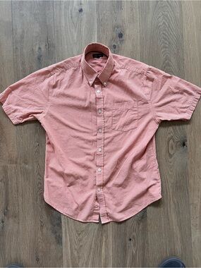 Croft & Barrow Orange Gingham Button Down Shirt Men’s Medium Short Sleeve